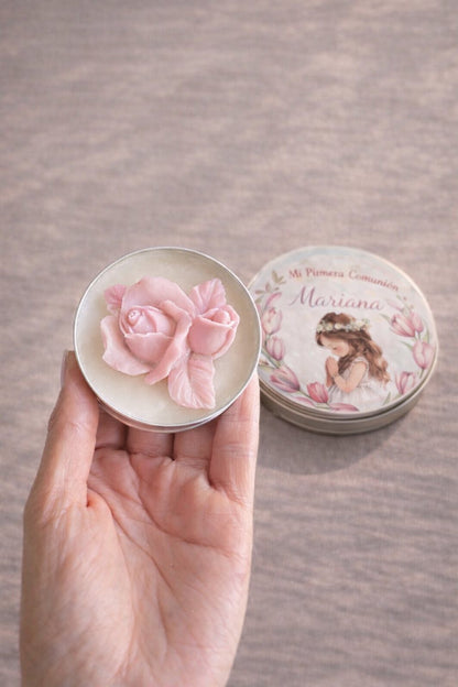 Tin Candles con flores